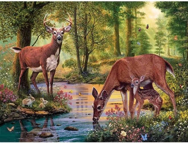 Diamantmalerei Hirsch am Bach 30 × 40 cm
