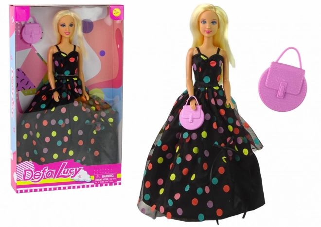 Puppe Lucy mit Schwarzem Punktkleid