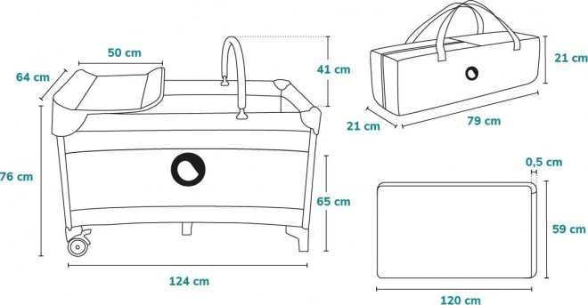 Cestige Babybett Flower 2-in-1 Grau Scandi – Türkis