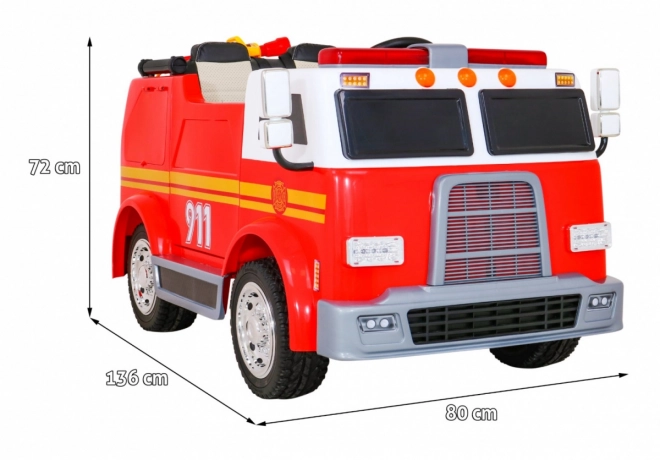Kinderspielzeug-Feuerwehrauto mit Batterie + Wasserspritze + Megafon + Feuerwehrhahn + Steuerung