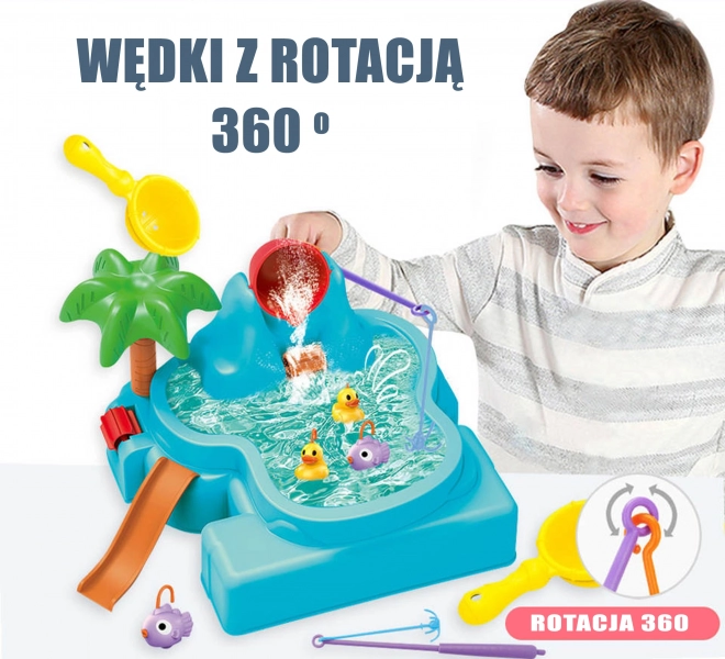 Woopie Wasser Spieltisch 2-in-1 Fischfang-Spiel mit Wasserfall