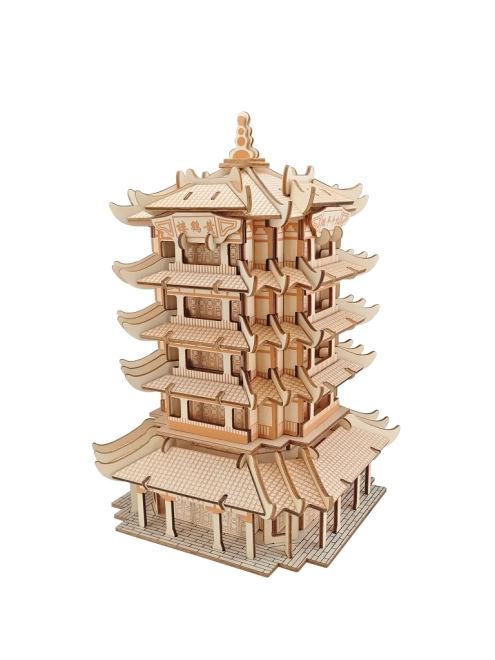 Holzpuzzle 3D Gelber Kranich Turm