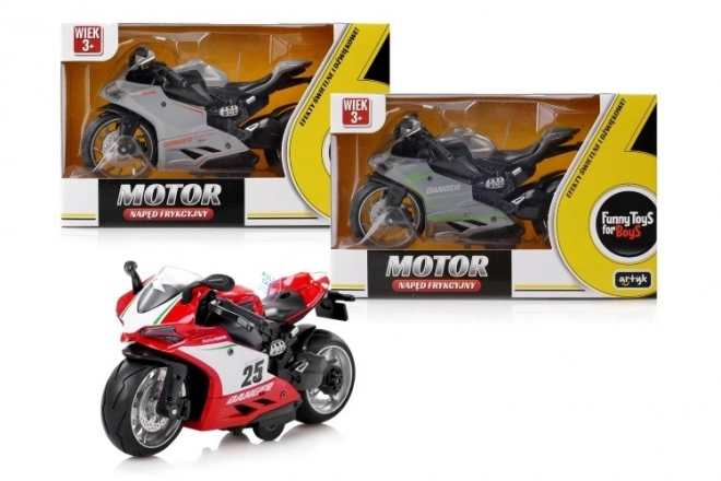 Motorrad mit Schwungantrieb, Ton, Licht