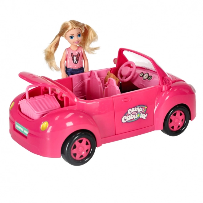 Puppen Cabrio Auto mit Picknickset und Hund - Pink