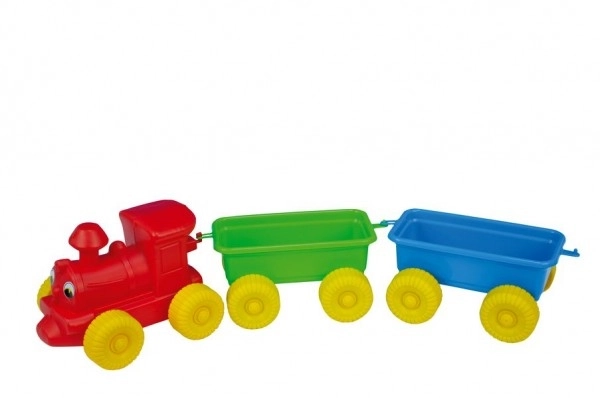 Plastikspielzeugzug mit 2 Waggons