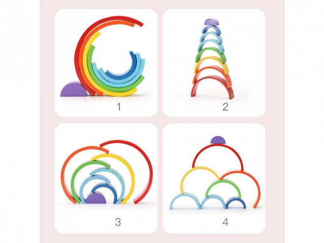 Montessori Holzpuzzle mit bunter Regenbogenaufgabe