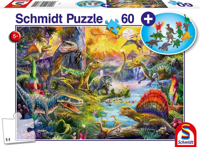 Schmidt Dinosaurier-Puzzle 60 Teile mit Geschenk