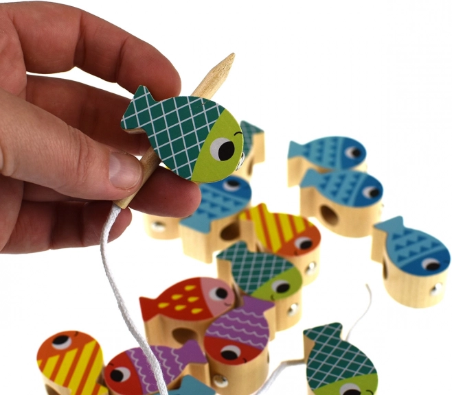 Tooky Toy Holzspiel Wal und Fische Multifunktional 4 in 1