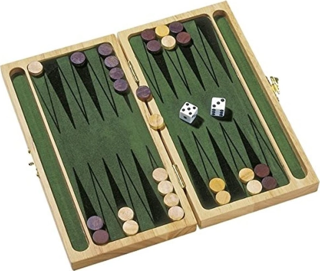 Klappbares Holzspielbrett mit grünem Filz