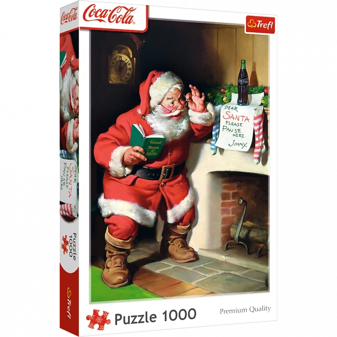 Puzzle 1000 Teile Coca‑Cola Weihnachten – Santa am Kamin