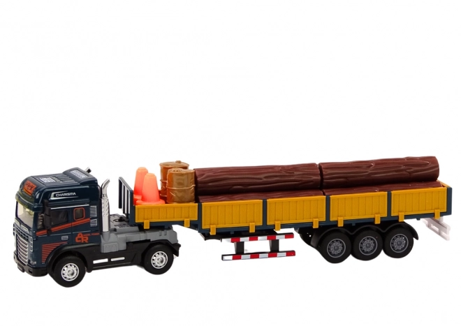 Holztransporter Blau 1:24 mit Licht und Sound