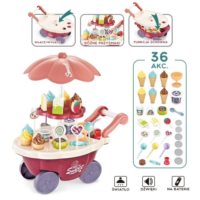 Woopie Wagen mit Eiscreme und Süßigkeiten mit Melodie und Lichtern