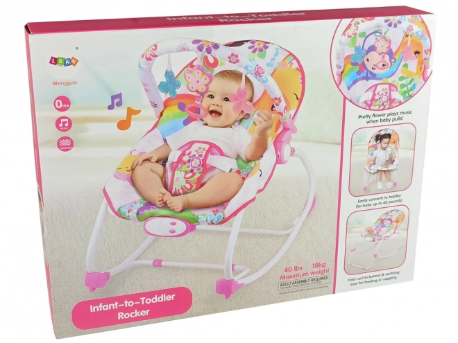 Babyliege 2-in-1 Rosa Blume mit Musik und Vibration