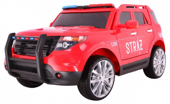 Kinder Feuerwehr SUV Batterie betrieben + Sirenen + Lichter + Megafon + Fernsteuerung + langsamer Start + Aufkleber