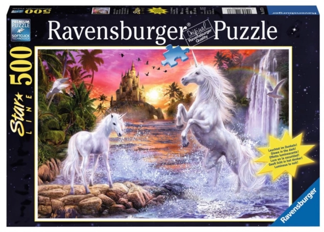 Leuchtendes Puzzle Einhörner am Fluss 500 Teile