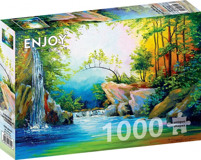 Puzzle Wald bei Wasserfall 1000 Teile