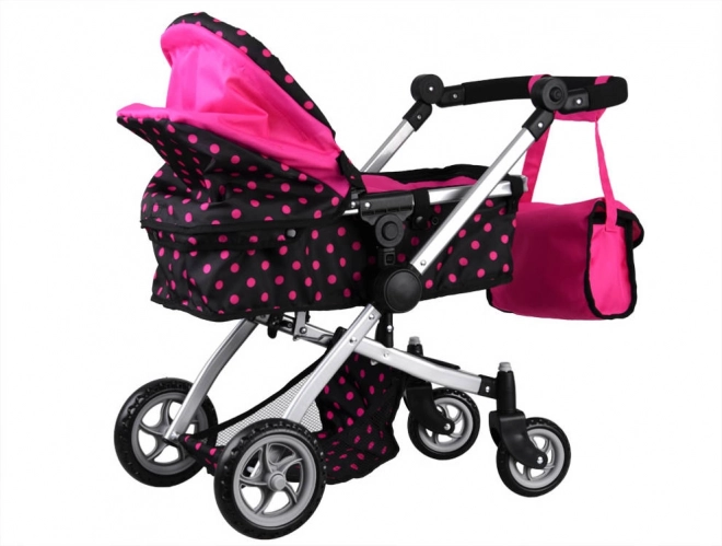 Multifunktionaler Puppenwagen 4-in-1 mit Wiege – Schwarz