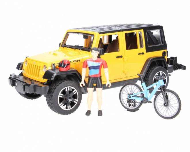 Jeep Wrangler Rubicon mit Radfahrer und Fahrrad von Bruder