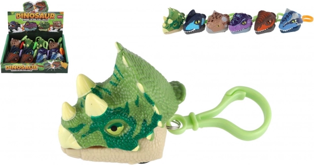 Dinosaurier-Schlüsselanhänger mit Schwungradantrieb, 6 cm