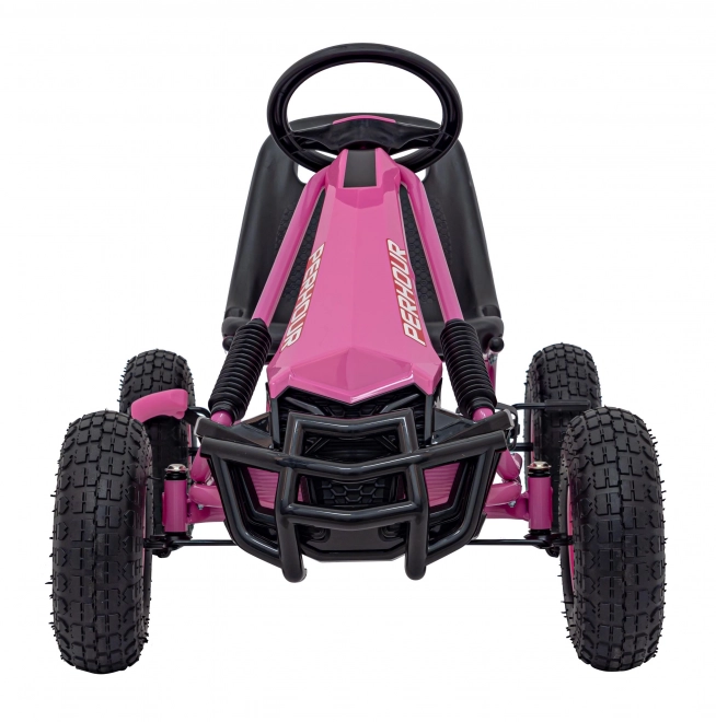 Kinder-Tret-Go-Kart Pink mit Luftreifen und Handbremse