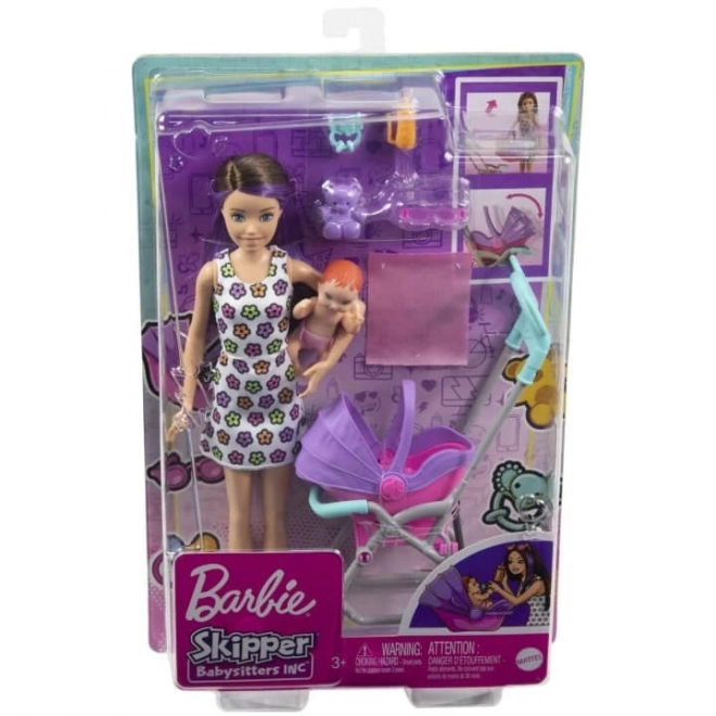 Puppe Barbie Babysitter Skipper Kinderwagen + Set für Baby