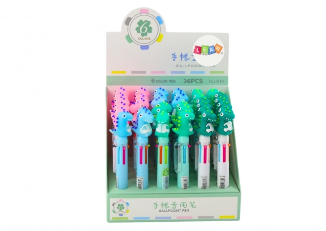 Mehrfarbiger Dino Pen mit 6 Farben