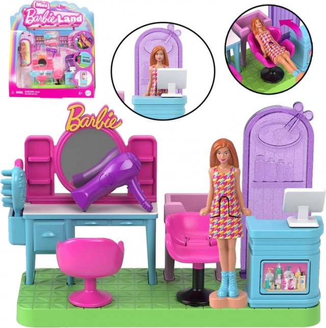 Barbie Mini BarbieLand - Friseursalon mit beweglicher Mini Barbie-Puppe