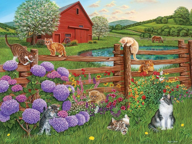 Verspieltes Katzenmotiv auf dem Bauernhof