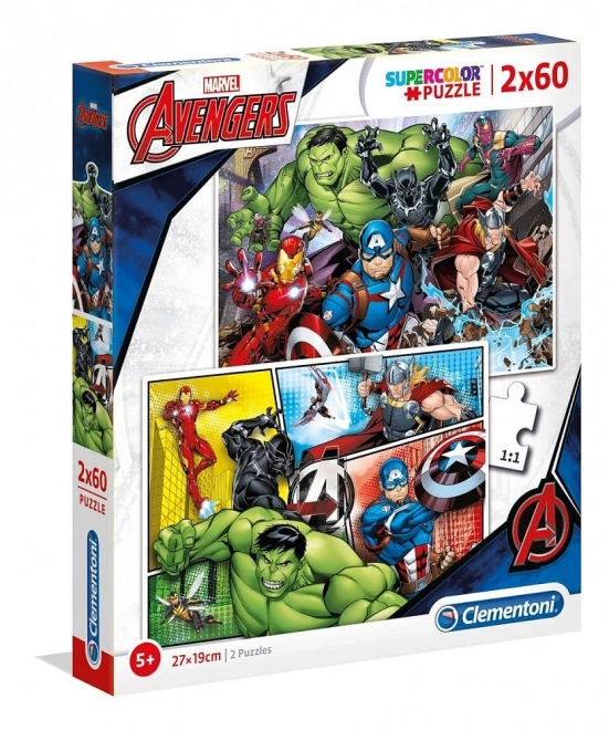 Puzzle 2x60 Teile Super Kolor - Avengers