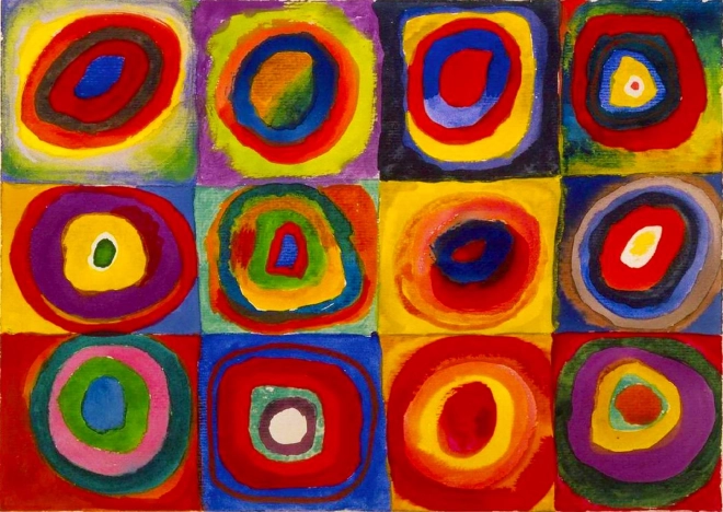 Puzzle mit 1000 Teilen – Wassily Kandinsky: Farbstudie – Quadrate mit Kreisen