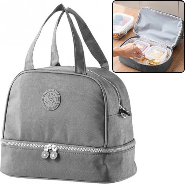 Thermo-Isoliertasche grau mit verstellbarem Trageriemen 27cm