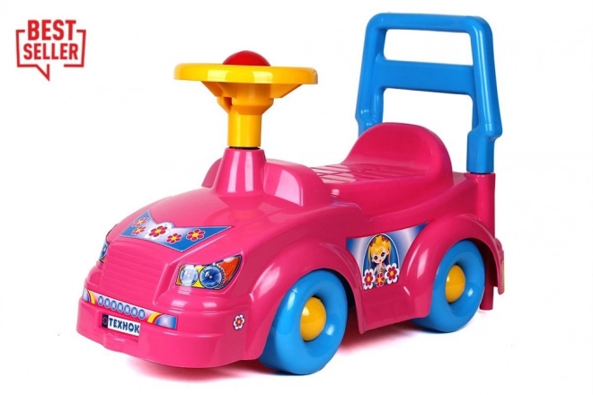 Rosa Ride-On-Auto mit Hupe