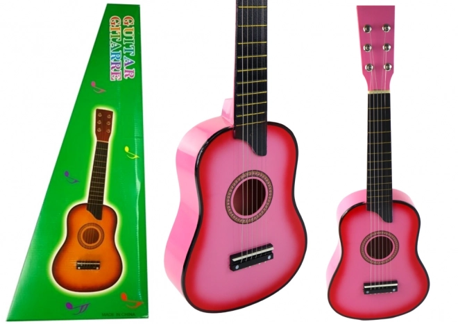 Holzgitarre Klassisch mit Plektrum Rosa 60 cm