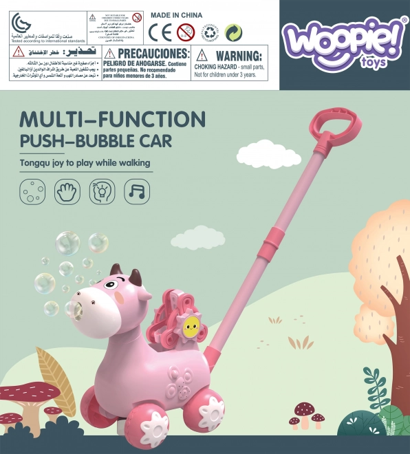 Lauflernwagen Kuh Rosa mit Sound und Seifenblasen
