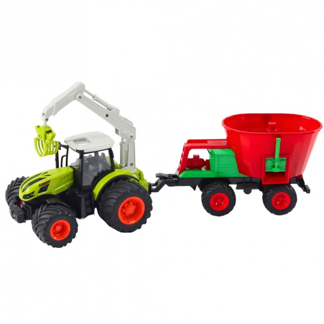Ferngesteuerter Traktor mit Sämaschine und Drehgreifer