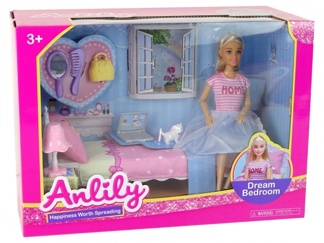 Anlily Puppe mit Schlafzimmer-Set