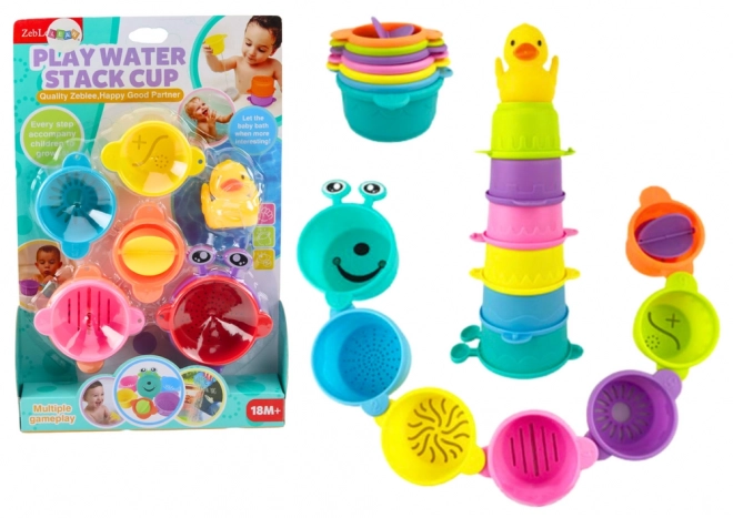 Badespielzeug mit Bechern und Ente, 8-teilig