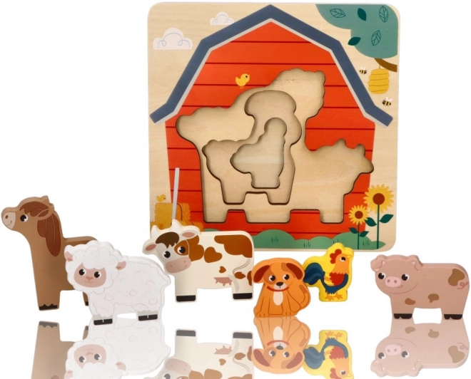 Schichtenpuzzle Tierbabys auf dem Bauernhof