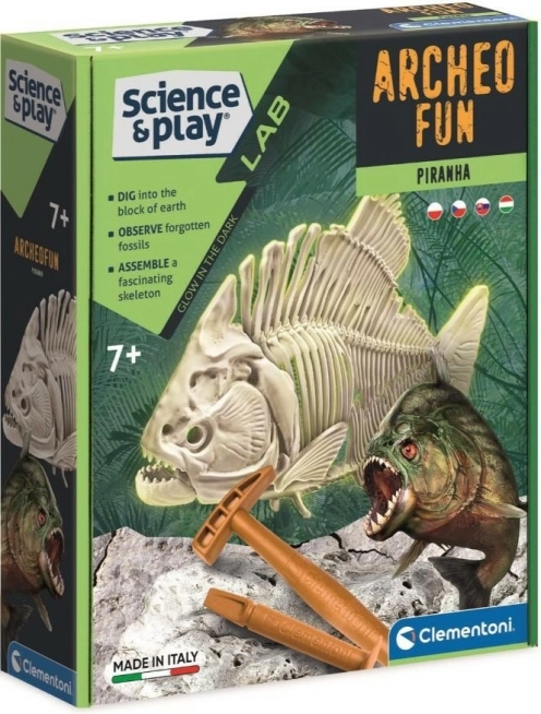 Clementoni Science & Play ArcheoFun: Piranha, leuchtet im Dunkeln