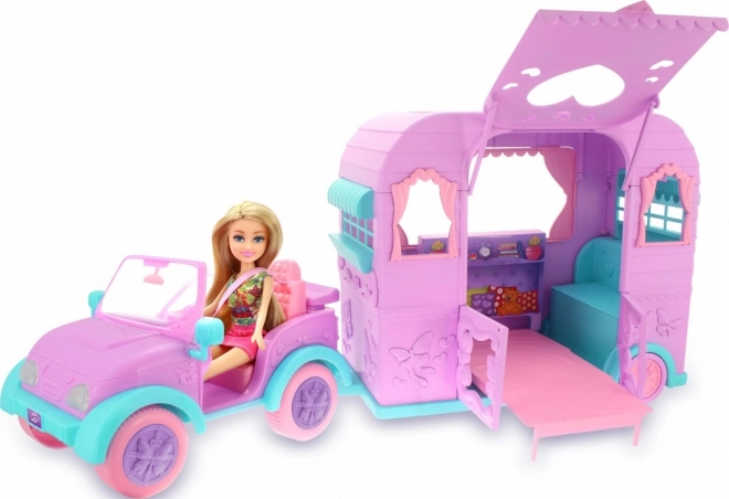 Sparkle Girlz Puppen-Jeep mit Wohnwagen