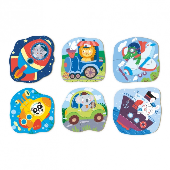 DODO Puzzle Tiere und Verkehr 6-in-1