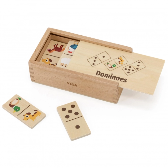 Viga Holz-Domino 2-in-1 Tiere und Zahlen