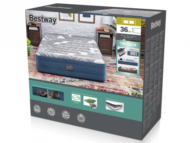 Bequeme Matratze Bestway 2s Queen 203x152x36cm mit eingebauter Pumpe 6712Y