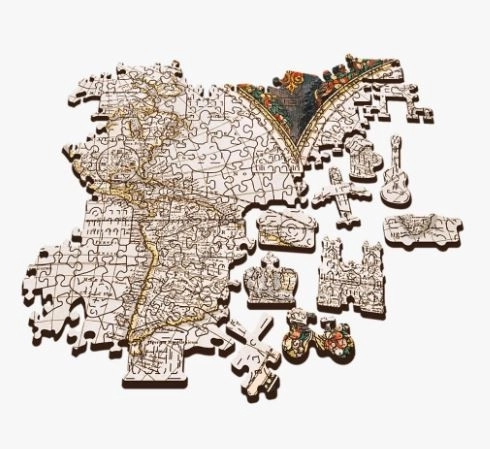 Holzpuzzle mit zwei Seiten Antike Weltkarte 1000 Teile