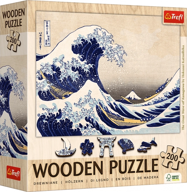 Holzpuzzle: Hokusai - Die große Welle von Kanagawa 200 Teile