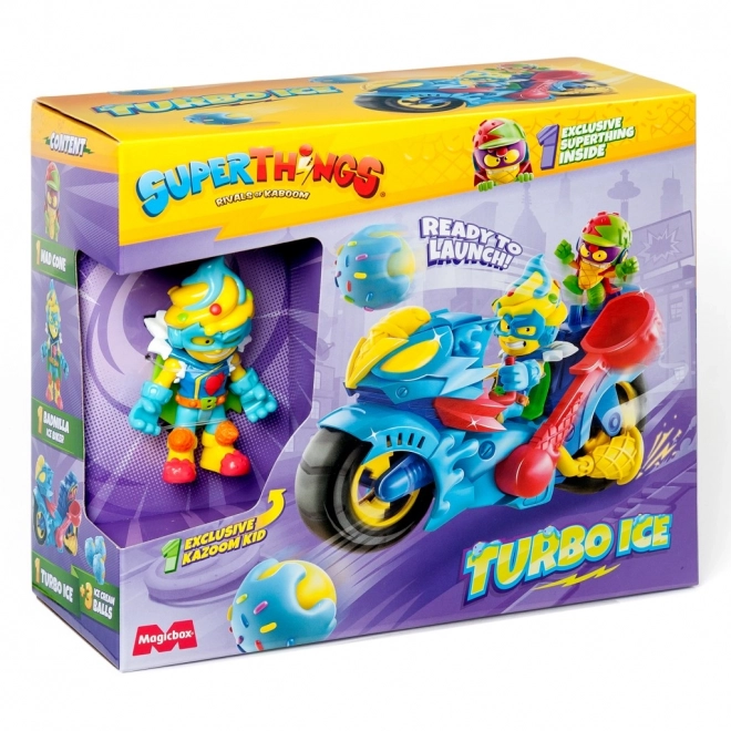 Superthings Spielfigur Superschnelles Motorrad Turbo Ice