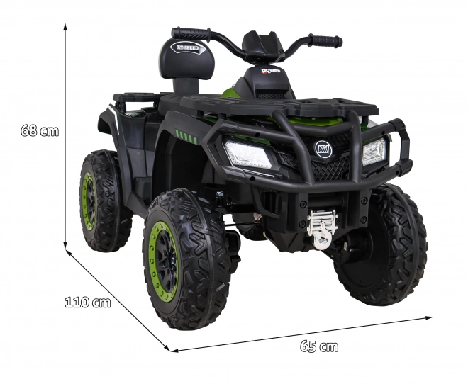 Kinder-Quad XT-Speed Grün + 4x4 + EVA + Langsamer Start + MP3 Radio + LED-Leuchte