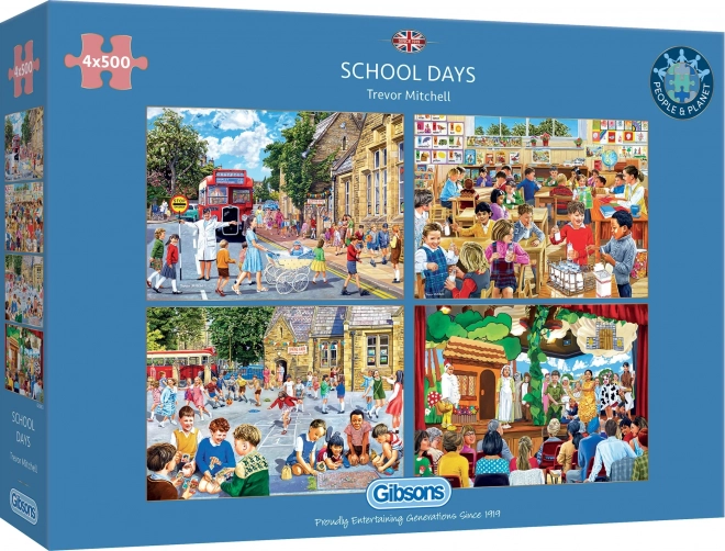 Gibsons Puzzle Schultag 4x500 Teile