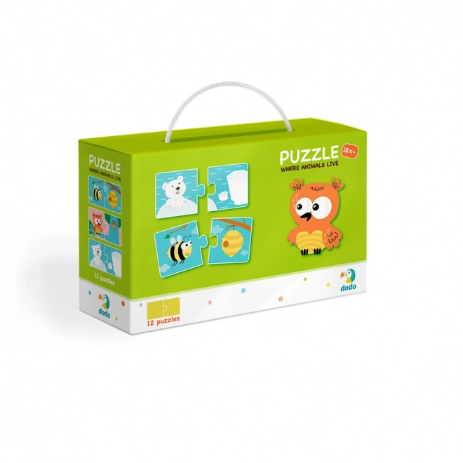 Puzzle Duo Wo die Tiere wohnen - 12x2 Teile