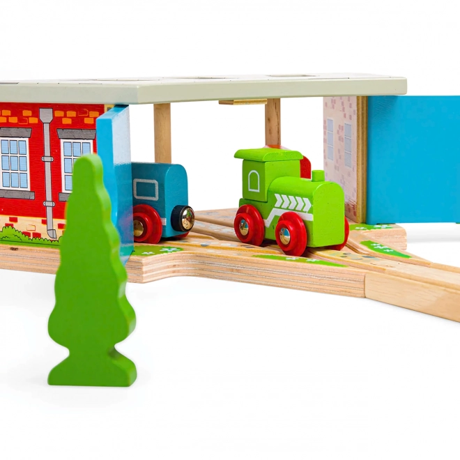 Dreifach Lokschuppen mit Toren für BIGJIGS Rail